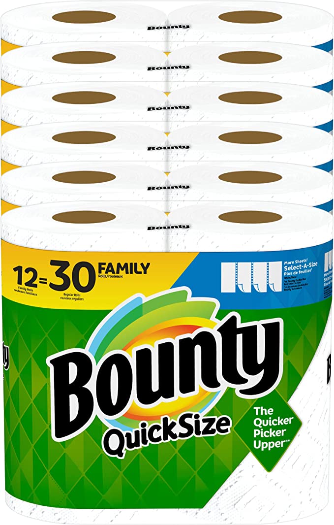 Bounty Quick-Size Paper Towels -12 Family Rolls